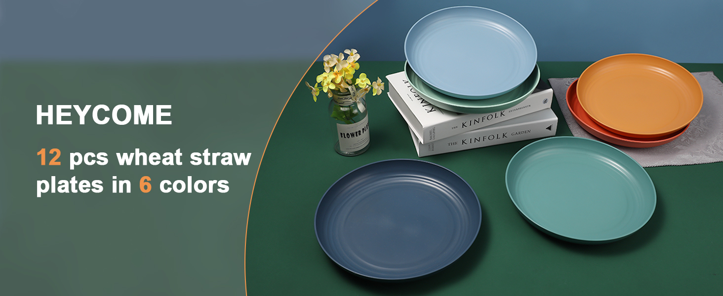 12 pcs wheat straw plates