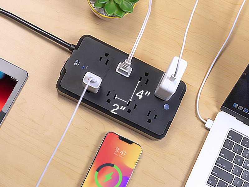 Geeni SW008 Surge Protector Widely Spaced Power Strip