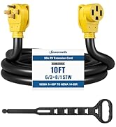 DEWENWILS RV Extension Cord 50A 10 Feet, NEMA 14-50P to 14-50R Copper Wire, 125/250VAC 12500W Hea...