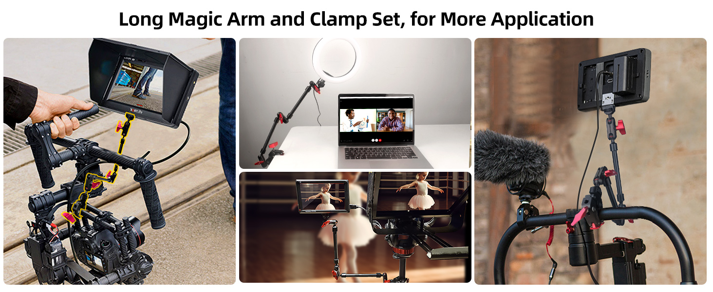 Hemmotop 22in Magic Arm with Clamp, Long Articulating Arm Camera Mount, Adjustable Phone Mount