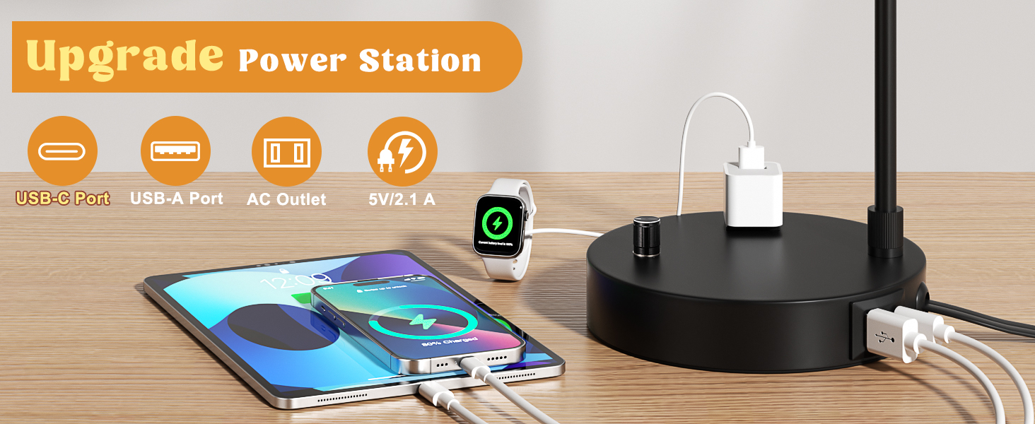 lamp with usb port and outlet