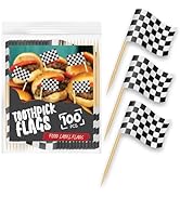 Performore 100 Pack of Checkered Racing Flag Toothpicks, Mini Topper Flags for Cupcakes, Decorati...