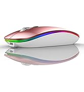 TENMOS Wireless Bluetooth Mouse, LED Slim Dual Mode (Bluetooth 5.1 + USB) 2.4GHz Rechargeable Sil...