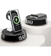 Alarm Clock with Wireless Charging Station, Clock for Bedroom with Dimmable Night Light Bluetooth...