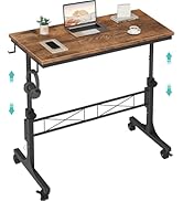 Small Portable Rolling Standing Desk - 32 Inch Adjustable Height Mobile Stand Up Desks with Wheel...