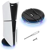 JDGPOKOO Vertical Stand with Lights for PS5 Slim Console, Base Stand Accessories Compatible with ...