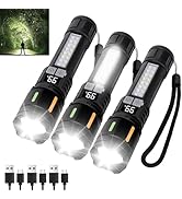 Ewenele Flashlights High Lumens Rechargeable 3 Packs, 990,000 Lumen Led Flashlight Battery Powere...