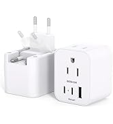 2 Pack European Travel Plug Adapter Foldable International Power Plug Adapter with USB-C