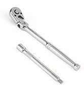 WRANIX Flex Head 3/8" Drive Ratchet Wrench, 90T Long Reach Ratchet, Quick-Release Reversible with...
