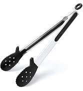 12 Inch Kitchen Tongs for Cooking, 600ºF Heat Resistant Silicone Cooking Tongs with Silicone Tip ...