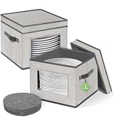 homyfort China Storage Containers With Lid and Handles, Dinnerware Storage Box for Dishes with 12...