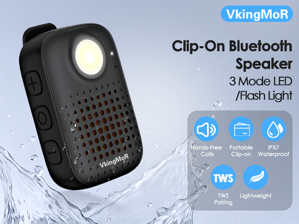 clip on bluetooth speaker with led