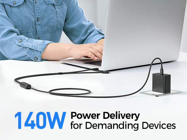 Dual USB C charging cable with smart power allocation for efficient and safe charging.