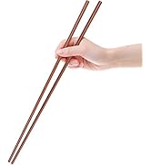 GLAMFIELDS 16.5 Inches Wooden Cooking Chopsticks Reusable for Noodles Frying Hotpot Extra Long Ki...