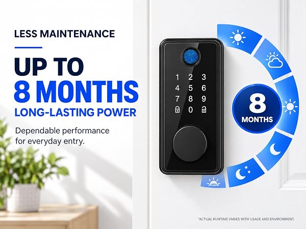 electric door lock with long runtime