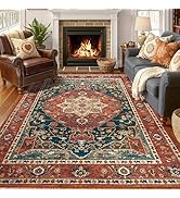 YJ.GWL Area Rugs for Living Room 4x6 Machine Washable Rugs for Bedroom, Non Slip Abstract Vintage...