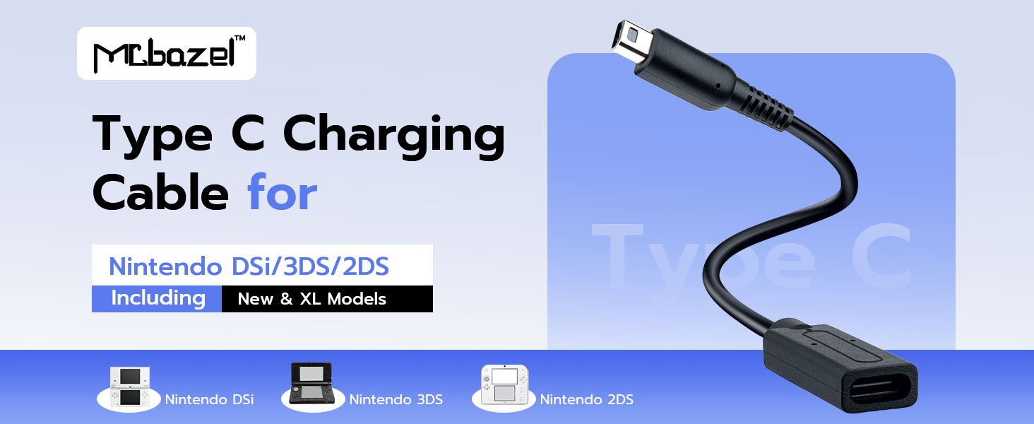 Mcbazel Type C Charging Cable for Nintendo DSi/3DS/2DS – Including New &amp;amp; XL Models