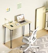 coeztt Folding Table, 31.5" Hairpin Legs Small Desk with Power Strip for Bedroom, Space Saving Fo...