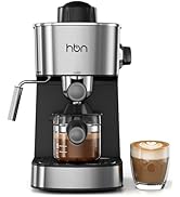 HBN Espresso Machine, 3.5Bar Cappuccino &amp; Latte Maker, 2-4 Cup Stainless Steel Coffee Machine wit...