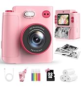 Instant Print Camera for Kids - 1080P HD Toddler Digital Camera for 3 4 5 6 7 8 9 10 Year Old Gir...