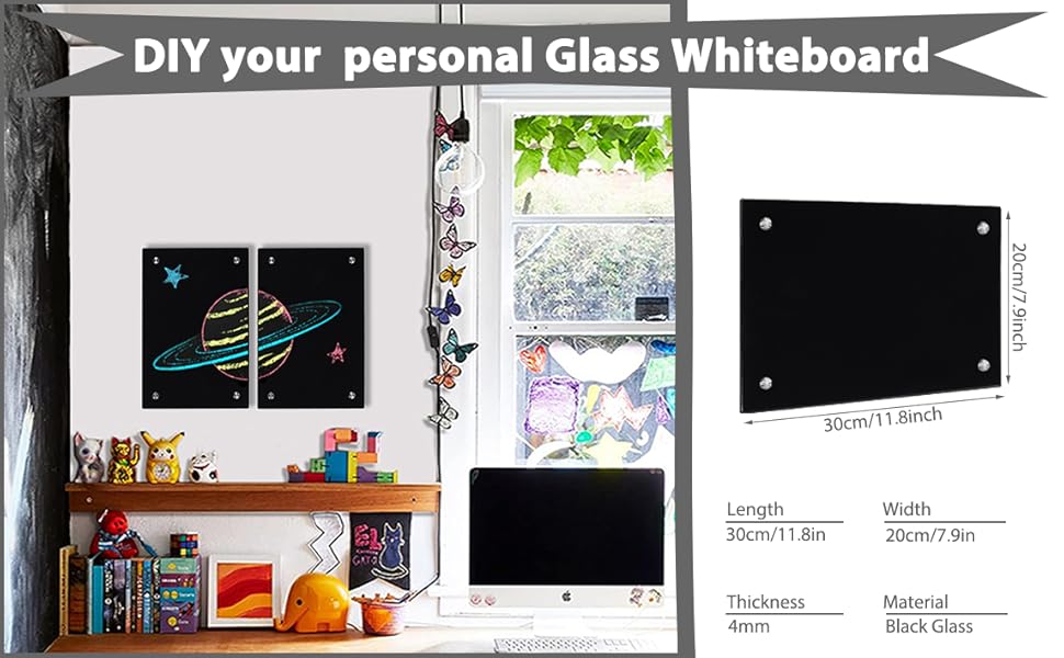 Black Glass Dry Erase Whiteboard