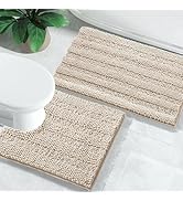 Yimobra Luxury Chenille Bathroom Rugs Sets 2 Piece, Extra Thick Non Slip Quick Dry U Shaped Toile...