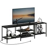 HOOBRO TV Stand with Power Outlets to 75 Inches, TV Console Table with Open Storage Shelves Cabin...