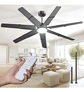 Amico 66 Inch Ceiling Fans with Lights,Black Ceiling fan with Light and Remote, 6 Speed Reversibl...