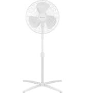 Emerson FAO1605W Portable 85.5 Degree Oscillating Pedestal Fan, 3 Speed Settings with Adjustable ...