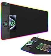 Mouse Pad with Wireless Charging, RGB Gaming Desk Mat, Large XXL Desk Pad, 15 Lighting Modes, Ult...