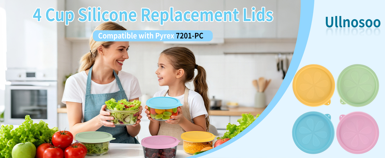 4 Cup Silicone Replacement Lids for Pyrex 7201-PC