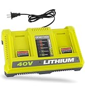 GRVODFRTA 40 Volt Charger Compatible with Ryobi 40V Battery, Dual Port Replacement Charger Statio...