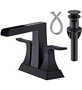 DIKUROOMS Waterfall Bathroom Faucet 2 Handle 4 Inch 3 Hole Centerset Lavatory Vanity Sink Faucet ...