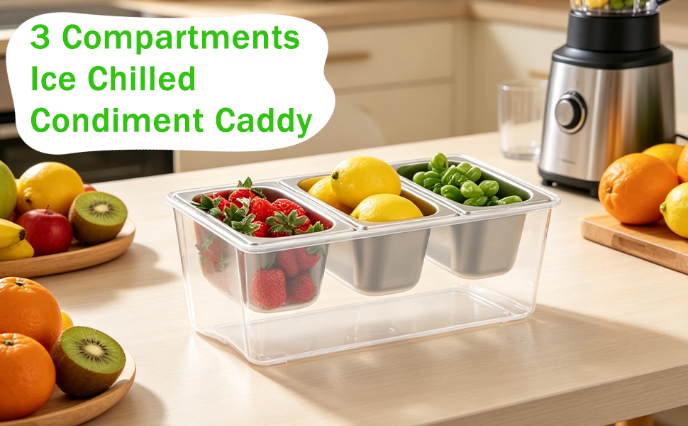 3 Containers Ice Chilled Condiment Caddy