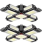 GHUSTAR 2-Pack Garage Lights Ceiling Led with 12 Adjustable Panels,180W Deformable Garage Light, ...