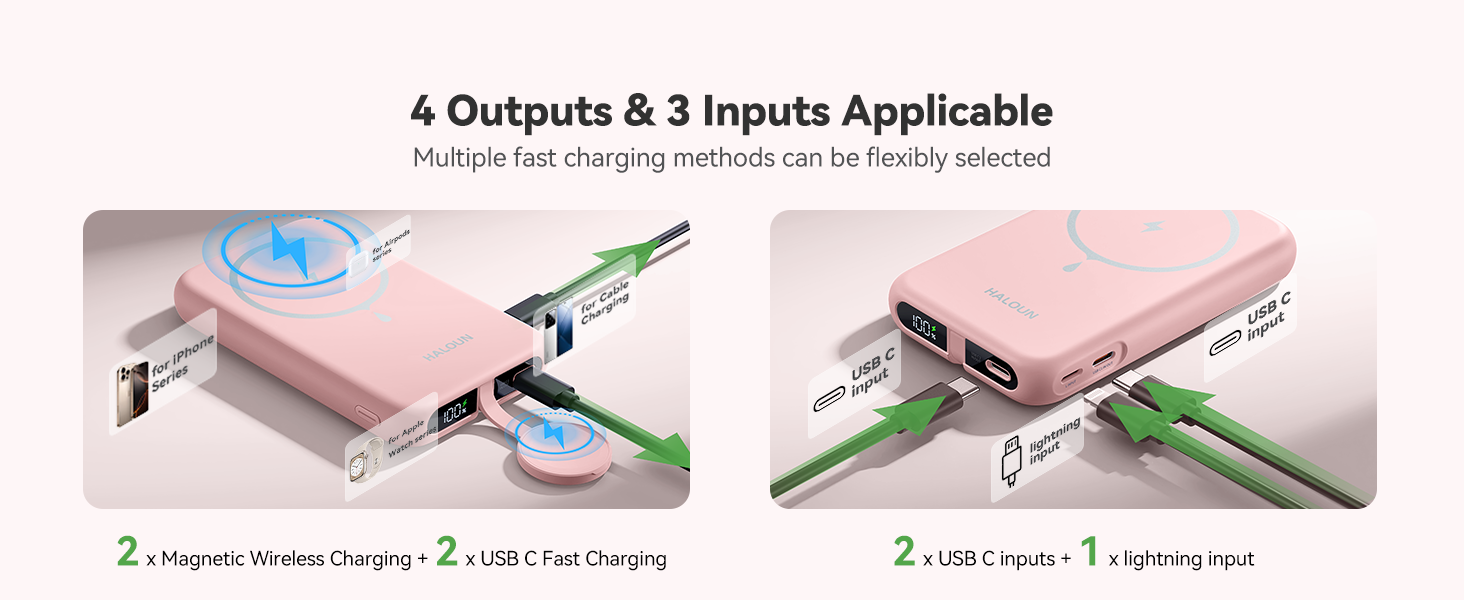 Haloun Magnetic Power Bank pink-3-1