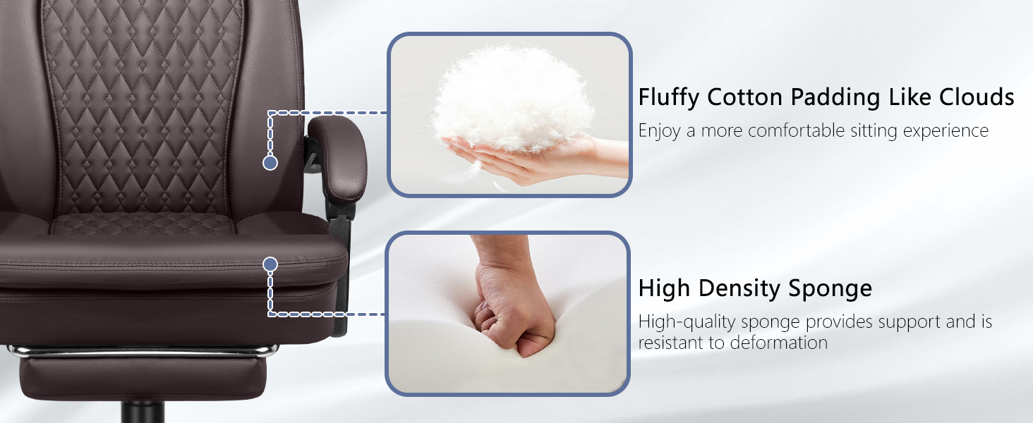 Executive Big and Tall Office Chair with Foot Rest Computer Office Chair with Adjustable Headrest