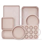 Vinino 8-Piece Baking Pans Set Nonstick, Bakeware Set includes Silicone Muffin, Loaf, Cake Pans w...