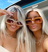 LASPOR Vintage 90s Rectangle Sunglasses Trendy Nude Square Sunglasses for Women Men