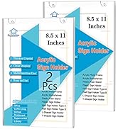 PecMuikee Acrylic Sign Holder 8.5x11, Wall Mount Acrylic Sign Holder and Plastic Paper Display Ad...