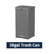 EAST OAK 38 Gallon Outdoor Trash Can, Waterproof Resin Garbage Can with Tiered Lid and Drip Tray