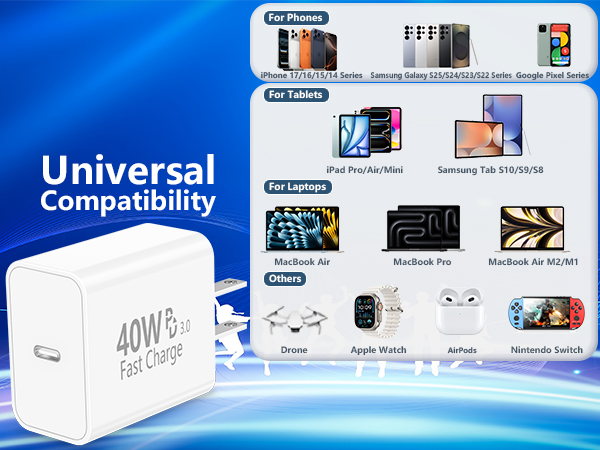 MFi Certified 4Pack 40W USB-C Charger Block Type-C Wall Charging Dynamic Power Adapter