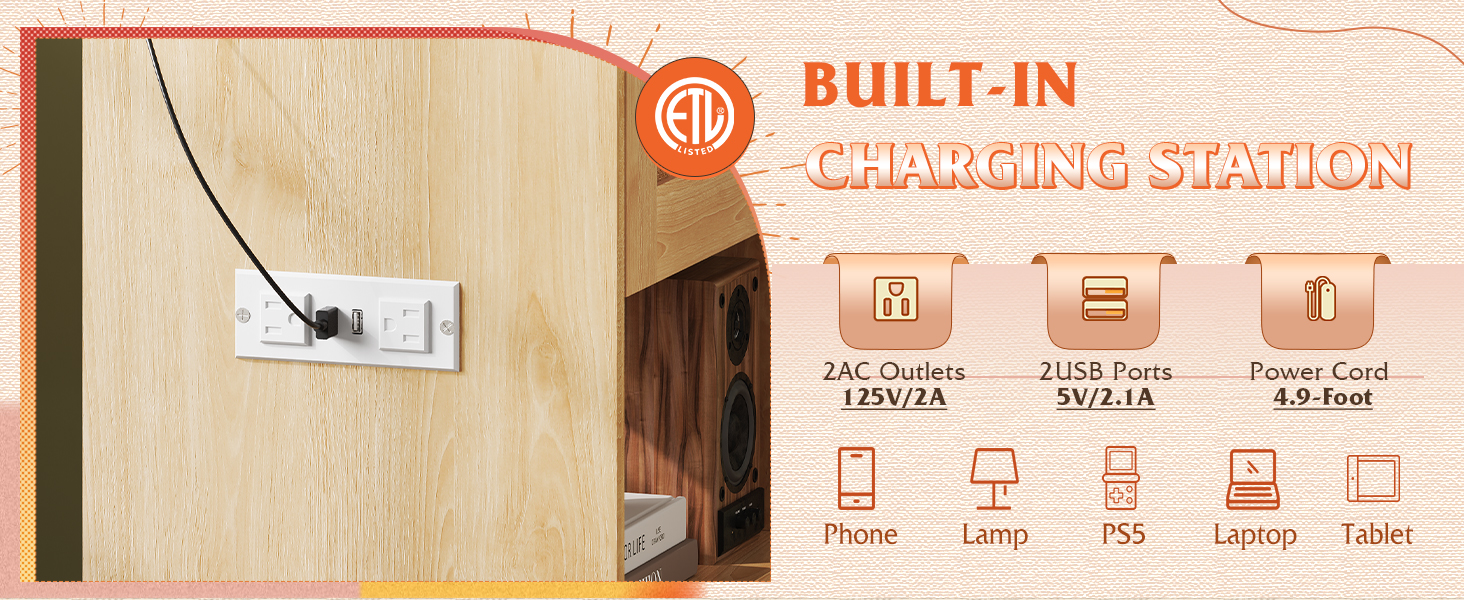 small side table with charging station