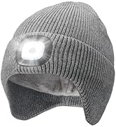 CENSGO Fleece Lined Beanie with a Light Built in, Warm Lighted Stocking Hat with Ear Flaps