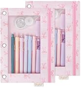 3 Ring Pencil Pouch for Binder, Zipper Pencil Case with Clear Window, Durable Binder Pencil Pouch...