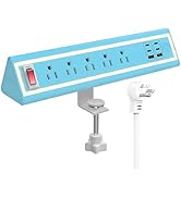 Desk Clamp Power Strip with Nightlight, 40W Fast Charging, 6FT Extension Cord, 4x20W USB-C &amp; 2 US...