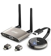 HDMI Wireless Transmitter and Receiver 4K, TIMBOOTECH Dual Screens HDMI & VGA Live Casting 5G Vid...