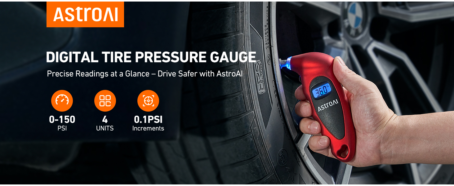 digital tire pressure gauge red