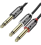 J&amp;D 1/4 inch TRS Stereo Y Splitter Insert Cable, Gold Plated Copper Shell 6.35mm 1/4 inch TRS Mal...