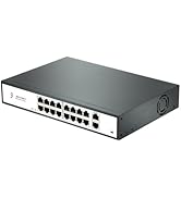 XikeStor 18 Port Gigabit PoE Switch, 16x 1G PoE Ports &amp; 2X 1G RJ45 Uplink, 250W High Speed Networ...